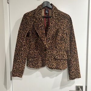 Chic Cinched Waist Leopard Print Blazer for Women
